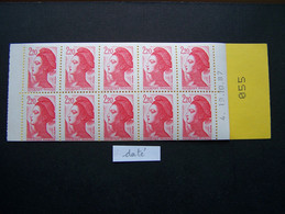 2427-C2 CARNET DATE DU 19.10.87 OUVERT 10 TIMBRES LIBERTE DE GANDON 2,20 ROUGE (BOITE B) - Modernes : 1959-...