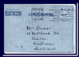 1955 Australia Aerogramme Air Letter Sydney Posted To Scotland Slogan - Aérogrammes