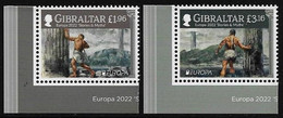 GIBRALTAR - EUROPA 2022 -"HISTORIAS Y MITOS".- SERIE  De 2 V. - CH - INF - IZQ - 2022