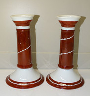 *JOLIE PAIRE De BOUGEOIRS PORCELAINE APILCO Limoges DECO TABLE VITRINE BOUGIE  E - Limoges (FRA)