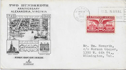 3669  FDC   U.S. Navy 1950, U.S. Naval Operating Base,  Base De Operaciones Navales , Alexandria,  Virginia - 1941-1950