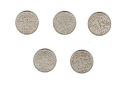 55/ France : 5 X 1 Franc Alu Etat Français : 1942 - 1943 - 1944 - 1944 B - 1944 C - 5 Francs