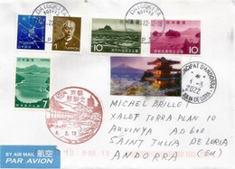 Onsen (hot Springs) From Daigo, Ibaraki, Sent To Andorra, With Postmarks - Lettres & Documents