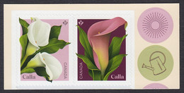 Qc. CALLA Flowers = Pair Of Booklet Stamps MNH Canada 2022 - Nuevos