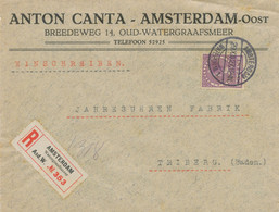 NIEDERLANDE 1927, Königin Wilhelmina 30 C Lila Portogerechte EF Mit K2 „AMSTERDAM / WATERGR.M.1“ ( WATERGRAAFSMEER Bis 1 - Covers & Documents