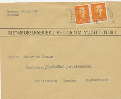 NIEDERLANDE 1950, Königin Juliane 10  C (2) Portogerechte MeF Mit Wiederaufbau-Werbestempel „NEDERLAND WERKT / ‚s-HERTOG - Lettres & Documents