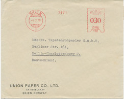 NORWEGEN 1930, „SKIEN 30 Öre“ Seltene Frühe METERPOST-STEMPEL Auf Kab.-Brief Nach BERLIN, AUSSTELLUNGSSTÜCK, R! - Lettres & Documents