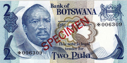 Botswana 2 PULA 1976 SPECIMEN P-2 "free Shipping Via Registered Air Mail" - Botswana