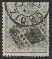 Spain 1873 Sc 193 Espana Ed 133 Yt 132 Used Cadiz & Rumbo De Puntos Cancels - Used Stamps