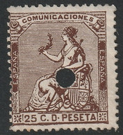 Spain 1873 Sc 195 Espana Ed 135T Yt 134 Used Telegraph Punch Cancel Dark Brown - Usati