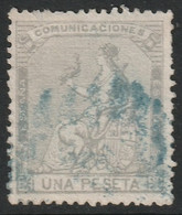 Spain 1873 Sc 198 Espana Ed 138 Yt 137 Used Blue Parrilla Cancel - Oblitérés