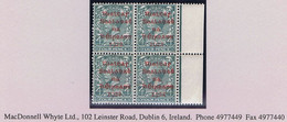 Ireland 1922 Dollard Rialtas Ovpt In Carmine On 4d Grey-green Right Marginal Block Of 4 Mint Unmounted Never Hinged - Ongebruikt