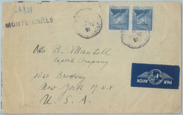 82070 - MONACO - Postal History -  Nice Franking On AIRMAIL COVER  To USA  1946 - Lettres & Documents