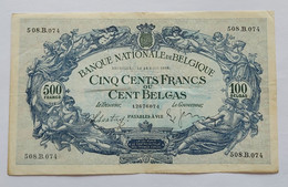 Belgium 1938 - 500Fr Biljet “1887” - 508.B.074 - Morin 80a - Pr+ - 500 Franchi-100 Belgas