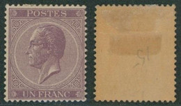 émission 1865 - N°21A* (D15) Gomme D'origine Et Fine Charnières (MH). Fraicheur Postale - 1865-1866 Perfil Izquierdo