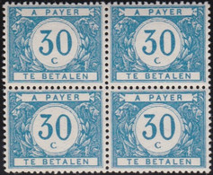 Belgie  . OBP  .    Taxe 30  . Blok 4 Zegels     .     *  .   Ongebruikt Met Gom  .  /  .   Neuf Avec Gomme - Timbres