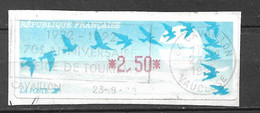 Vignette D'affranchissement 2,50 F Oiseaux De Jubert Flamme Illustrée Cavaillon 23/09/1992 B/TB Voir Scan  - 1990 Type « Oiseaux De Jubert »