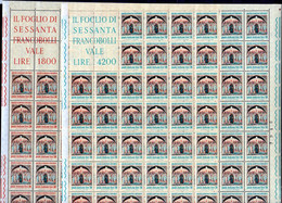 1962 Italia Italy Repubblica CONCILIO ECUMENICO VATICANO 50 Serie Di 2 Valori In Foglio MNH** ECUMENICAL COUNCIL Sheets - Hojas Completas