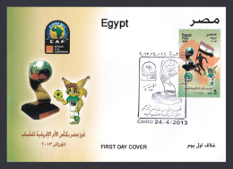 Egypt - 2013 - FDC - ( Sports - Soccer - Egypt, Winner Of African Cup, Under 21 - Algeria 2013 ) - Lettres & Documents