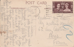 GB SEUL SUR CARTE DE BUDE POUR LA FRANCE 1937 - Lettres & Documents