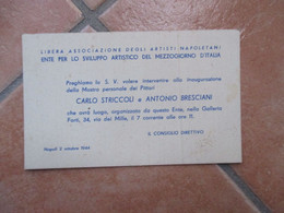 1944 Libera Associazione Artisti Napoletani Ottobre 1944 Pittori Carlo STRICCOLI  Antonio BRESCIANI - Torre Annunziata