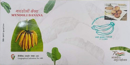 India 2021 Myndoli Banana GI Tag Special Cover Fruit, Juice Health, Food, Cusine, Gastronomy (**) Inde Indien - Cartas & Documentos