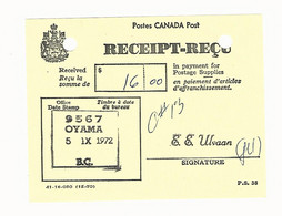 55438  ) Collection Canada  Postal Stationery Receipt Oyama - 1953-.... Reign Of Elizabeth II