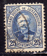 LUXEMBOURG LUSSEMBURGO 1891 1893 GRAND DUKE ADOLPHE CENT. 25c USED USATO OBLITERE' - 1891 Adolphe Front Side