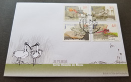 Macau Macao Wetland 2015 Dragonfly Insect Frog Crab Bird Fauna (stamp FDC) - Storia Postale