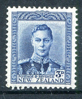 New Zealand 1938-44 King George VI Definitives - 3d Blue HM (SG 609) - Unused Stamps