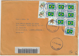 Brazil 1997 Registered Cover From Brasília To Tubarão Many Stamp barcode Registration Label White No Logo - Briefe U. Dokumente