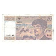 France, 20 Francs, Debussy, 1990, O.029, TTB, Fayette:66.01 A29, KM:151d - 20 F 1980-1997 ''Debussy''