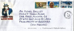 ''I WANT YOU TO STAY HOME'' COVID-19 USA (UNCLE SAM), Sent To Andorra, With Arrival Postmark - Storia Postale