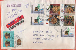 ARGENTINA - 2004 - 10 Stamps - Registered - Big Fragment - Viaggiata Da Bahía Blanca Per Brussels, Belgium - Lettres & Documents