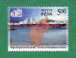 INDIA 2022 Inde Indien - TRIPURA : FULL STATEHOOD 50 YEARS 1v MNH ** - State Map - As Scan - Unused Stamps