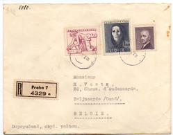 Omslag Enveloppe - Praha Ceskoslovensko Naar Gand Gent - Recommandé Stempel Cachet - Covers
