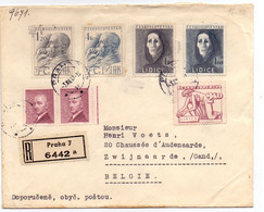 Omslag Enveloppe - Praha Ceskoslovensko Naar Gand Gent - Recommandé Stempel Cachet 1947 - Briefe