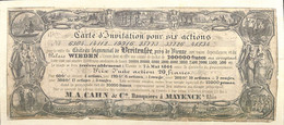 Carte D'invitation Pour Six Actions Vente Du Château De Breitensée Wien Palais Wieden Östereich Banque Mayence 1844 - Unclassified