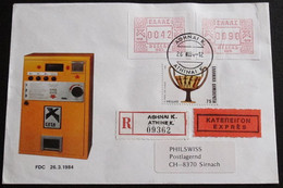 GRIECHENLAND 1984 Mi-Nr. ATM 1.3 Und 1.8 Auf Automatenmarken Express/Einschreiben-FDC - Automatenmarken [ATM]