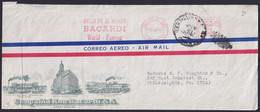 FM-139 CUBA LG2151 1943 FRONT COVER PITNEY BOWES PERMISO 20 RON BACARDI. - Franking Labels
