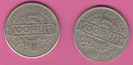 Belgique - Gent - 5 Vooruit Frank 1921 - Lot De 2 Monnaies - Monedas / De Necesidad