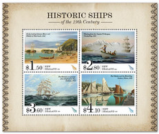 New Zealand *** 2022 Historic Ships Of The 19th Century , Ship, Transport, First Day Cover MNH MS (**) - Lettres & Documents