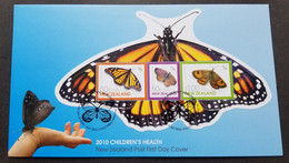 New Zealand Health Butterfly Moth 2010 Insect Butterflies (FDC) *odd Shape *unusual - Brieven En Documenten