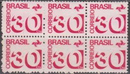 Brasil - 11-9-1972 - Tipo Cifra  30, Carmim (Bloco C/ 6) (o)  RHM Nº 543 - Gebraucht