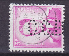 Belgium Perfin Perforé Lochung 'C.C.B.' 1958 Mi. 1027x, 3 Fr. König Baudoin Deluxe CHARLEROI Cancel (2 Scans) - 1951-..