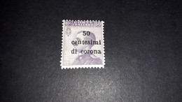 01AL56 TERRE REDENTE EMISSIONI GENERALI 1919 FRANCOBOLLI D'ITALIA SOPRASTAMPATI 50 CENT. SU 50 "X" - Other & Unclassified