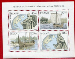 ICELAND  2000 Leif Eriksson's Discovery Of America Block MNH / **.  Michel Block 26 - Unused Stamps