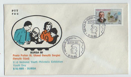 Turkey 1980 Youth Day | 3rd National Youth Philatelic Exhibition | Special Cover, Bursa, Oct. 9 - Lettres & Documents