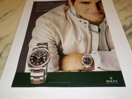 ANCIENNE PUBLICITE  ROGER FEDERER ET MONTRE ROLEX 2008 - Other & Unclassified