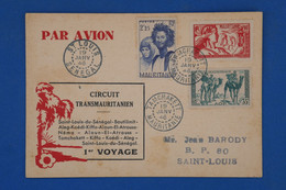 AS12 MAURITANIE  BELLE CARTE  1945 PAR AVION  TAMCHAKETT + CIRCUIT TRANSMAURITANIE+++AFFRANCH. PLAISANT - Covers & Documents